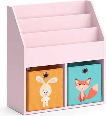 Produktbild von Kinderregal Vicco Luigi Rosa 72 x 79 cm mit 2 Faltboxen (Fuchs, Hase), Model 40767