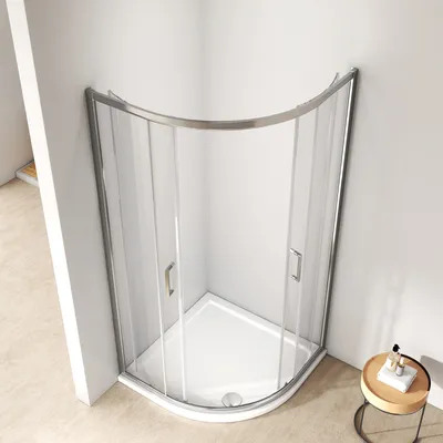 Produktbild von EMKE Schiebetür Duschkabine 90x90x195cm Eckeinstieg Runddusche Rund Duschtür ESG Nano Glas Duschwand