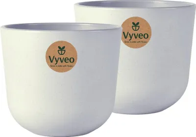 Image de Vyveo - Pot de fleurs Soren - Lot de 2 - Gris clair - 25x22