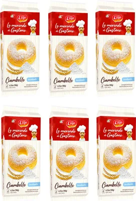 Produktbild von 6x Gastone Lago Ciambelle Zuccherate Krapfen Donuts mit Puderzucker Packung à 180g, Jede Packung Enthält 6 Donuts à 30g