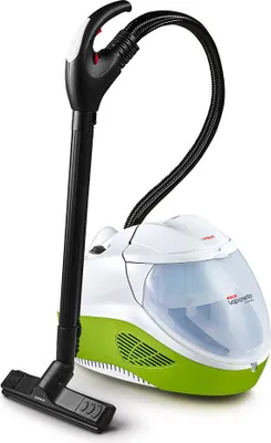 A steam cleaner and vacuum cleaner with a water filter.
