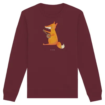 Produktbild von Mr. & Mrs. Panda Bio Pullover Fuchs Gitarre Größe S - Burgundy - Geschenk, Optimistisch, Sweatshirt, Singen, Baumwoll, Pulli, Sweater, Musik, glücklich