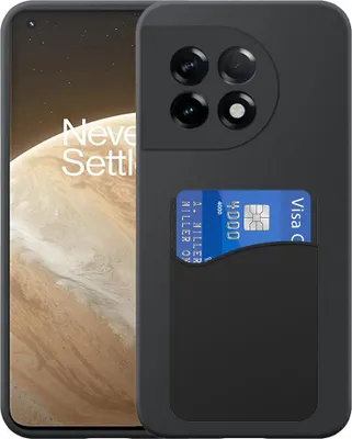 Zdjęcie produktu dla Etui na telefon OnePlus 11 z silikonowym uchwytem na kartę - elastyczne etui na tylną obudowę z silikonu TPU z silikonowym uchwytem na kartę - czarne - Smartphonica