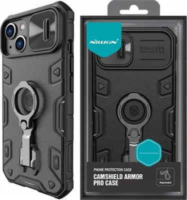 Image de Nillkin Camshield Armor Pro Magnetic Case Iphone 14 Plus Magsafe Armoured Case Stand Ring Black