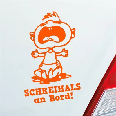 Produktbild von Auto Aufkleber Schreihals an Bord! Baby Kind Junge Mädchen 15x9 cm Orange Sticker Heckscheibenaufkleber