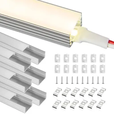 Zdjęcie produktu dla Profil aluminiowy LED u 6X1M kanał do taśmy 10MM zestaw