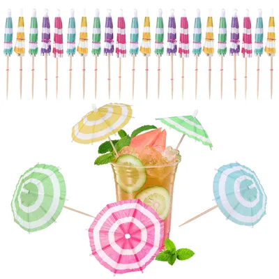 50 Cocktailparaplu's, bunte Papierschirme für Drinks & Desserts