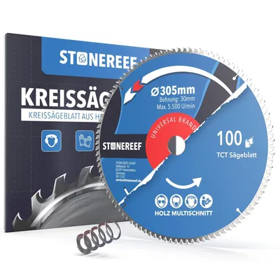 Produktbild von Kreissägeblatt 305x30 mm 100 Zähne - Sägeblatt Kappsäge Holz Alu 100 Zähne für den Feinschnitt: saubere Kante ohne Ausriss