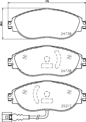 Produktbild von HELLA 8DB 355 021-971 Bremsbeläge Satz Vorne Bremsklötze für VW Golf VII Schrägheck (5G1, BQ1, BE1, BE2) Passat Variant (3G5, CB5) Golf VII Variant