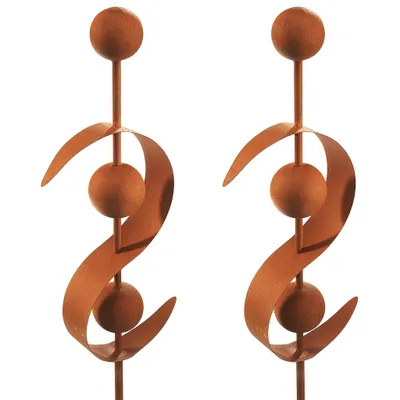 Produktbild von Kobolo Dekostecker Gartenstecker 2er Set RUSTY WAVE in Rostoptik | Gartendeko Beetstecker Rostdeko Vorgarten Roststecker Pflanzenstecker