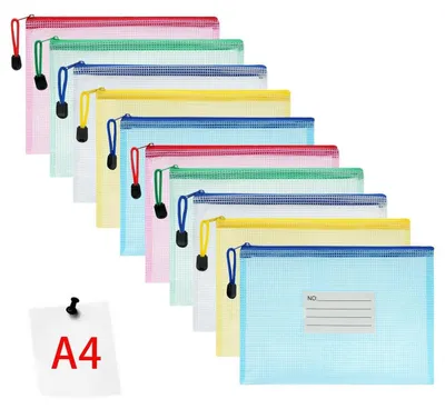 Produktbild von Dokumententaschen A4 mit Reißverschluss, Mesh, PVC, 10 Stück