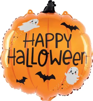 Zdjęcie produktu dla Balon foliowy na Halloween, dynia "Happy Halloween", 57 x 46 cm