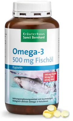 Produktbild von Sanct Bernhard Omega-3-Fischöl-Kapseln 500mg - 400 Kapseln