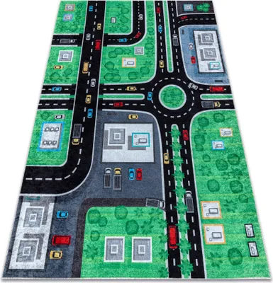 Produktbild von JUNIOR 52052.802 Stadt, Straßen für Kinder Anti-Rutsch - grün / schwarz Grün 200x290 cm