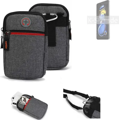 Produktbild von K-S-Trade Holster Gürteltasche kompatibel mit Xiaomi Redmi Note 11T Pro+ Handy Tasche Schutz Hülle grau Zusatzfächer 1x