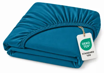 Produktbild von Topper Jersey Spannbettlaken 180 x 200 cm Petrol