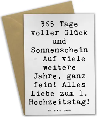Produktbild von Mr. & Mrs. Panda neujahrskarte Spruch 1. Hochzeitstag Papierhochzeit - Weiß - Geschenk, Geschenke, Heiraten, einladungskarten, Heirat, Hochzeit, Jahrestag, Grußkarte