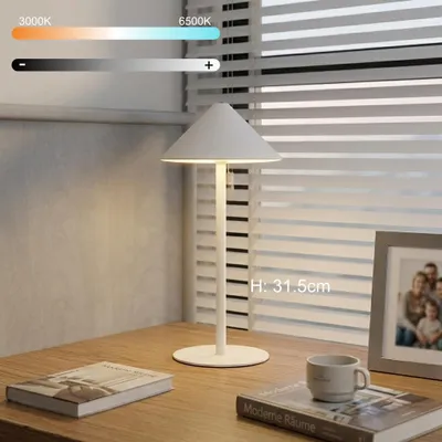 Produktbild von LED Akku Tischlampe Kabellos Weiß - Dimmbare Tischleuchte Metall mit Touch-Steuerung, 3 Farbmodi (3000K-6500K), Wiederaufladbar USB-C, Nachttischlampe