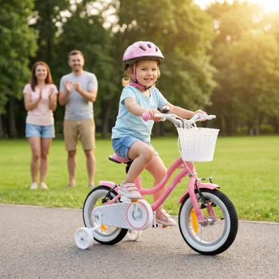 Produktbild von Actionbikes Kinderfahrrad Starlight 12 Zoll | Kinder Fahrrad - V-Brake Bremsen - Kettenschutz - Fahrradständer - 2-5 Jahre (Rosa)
