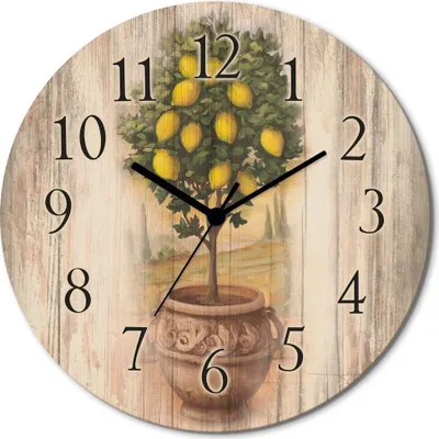 Produktbild von ARTland Holz Wanduhr Quarzuhr - schwarzer Zeiger Zitronenbaum mit Holzoptik Größe: 30x30 cm