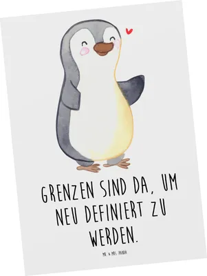 Produktbild von Mr. & Mrs. Panda Ansichtskarte Pinguin Amputation - Weiß - Geschenk, Postkarte, Ansichtskarten, einzelkarte, Postkarten, Kunstkarten, Armamputation