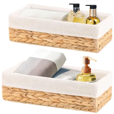 Image de Panier de rangement en osier fait main - 2 pièces en jacinthe d'eau