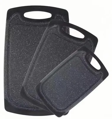 Productafbeelding van Ibenzoa® 3-delige set snijplanken van hoogwaardig kunststof, met TPR antisliprand, sapgroef en vaatwasmachinebestendig – afmetingen: 40×25×0,31 cm / 33,4×7,7×0,31 cm / 24×15×0,25 cm