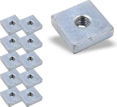 Produktbild von 10x Nutenstein | Gewindeplatte 20x20x6 mm M8 Gewinde mittig | Stahl galvanisch verzinkt