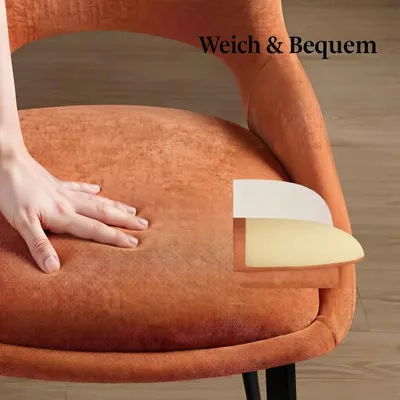 Produktbild von Vielseitig Tischstuhl,Akzentstuhl,Essstuhl,Wohnzimmerstuhl,Gepolsterter Umkleiderstuhl(nur 6PCS Stühle) Orange