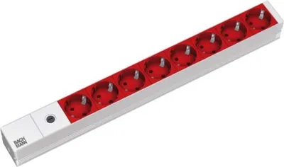 Zdjęcie produktu dla Bachmann - Regleta de 8 tomas, 48,3 cm, 2 m, Wewnętrzna, Bez wtyczki, IP20, 1,5 mm², Aluminium
