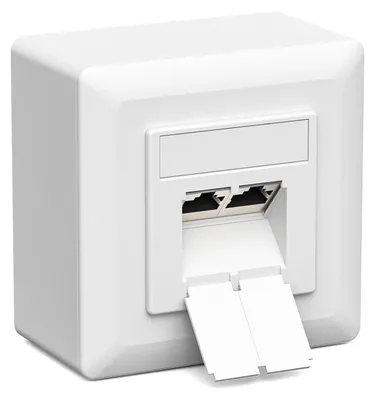 Imagen del producto de Conector de red Cat7, 2 puertos RJ45, 10 Gbps, blanco, compatible con CAT7, CAT6, CAT6A, PoE+