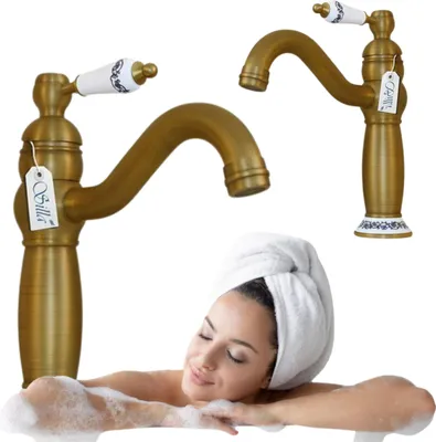 Produktbild von Paloma Old Gold Sem-1109 Retro Waschbecken-Wasserhahn
