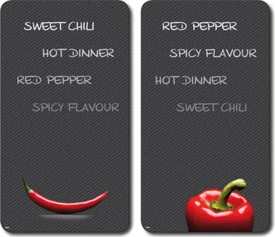 Produktbild von 2er Set Herdabdeckplatten KESPER, ESG Glas – 52x30x0,8cm – Multischneideplatten, Spritzschutz, Arbeitsfläche, kratzfest, hitzebeständig; 3652513 Chili