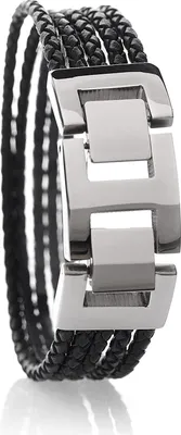 Produktbild von Karisma Männer Schwarzes Leder Armband mit Modernem Edelstahlverschluss Breite 15mm- SB8731 - 19.0 Zentimeter