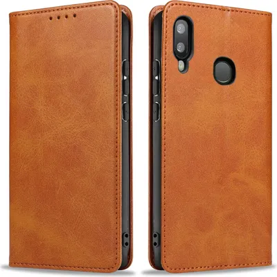 Produktbild von Handyhülle für Samsung Galaxy A20e Kunstleder Flip Cover Hülle Handytasche Case Kartenfach Farbe: Hellbraun
