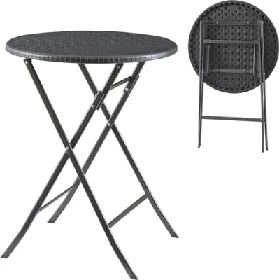 Produktbild von Klapptisch ‘Mark’ rund 60 x 74 cm Rattanoptik, Schwarz