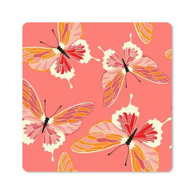 Produktbild von MuchoWow® Mauspad Mousepad Schmetterlinge - Muster - Rosa 30x30 cm - Mousepads - Maus Mat - Pad - Mausunterlage - Gaming