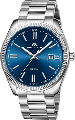 Produktbild von MEGALITH Herren Armbanduhr Edelstahl Analog Quarz Business Uhr mit Datum Leuchtend Wasserdicht 3ATM Elegante Herrenuhr für Arbeit und Freizeit