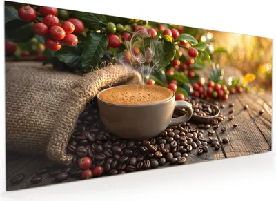 Produktbild von Küchenrückwand Spritzschutz Glas mit Motiv Kaffeeerntemorgen 40 x 40 cm
