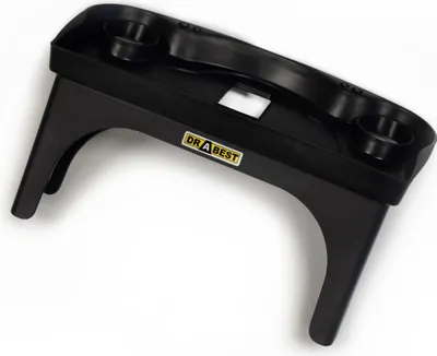 A black plastic tray with legs, designed to be placed over a car's steering wheel or dashboard.