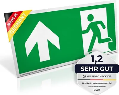 Produktbild von Schild Notausgang | 297x148 | links aufwärts