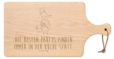 Produktbild von Mr. & Mrs. Panda Holzbrett Fuchs Koch - Transparent - Geschenk, vesperbrett, Chefkoch, Geburtstag, Käsebrett, Hungrig, Brotzeitbrett, Bäcker, schneidunterlage