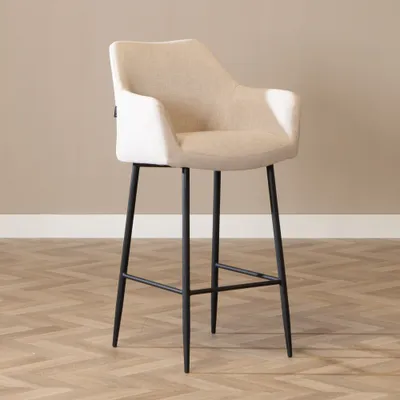 Produktbild von Bronx71 Barhocker mit Armlehne Niklas recycelter Stoff beige 78cm