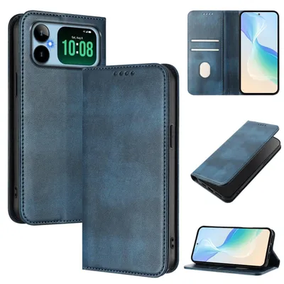 Produktbild von Handyhülle für Honor Play20A, Vintage Leder RFID Schutz Kartenfach Standfunktion Magnetische Klapphülle Blau