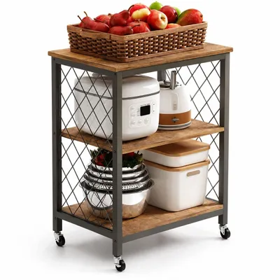 Immagine prodotto di Mobile su ruote marrone scuro stile loft 60 cm
