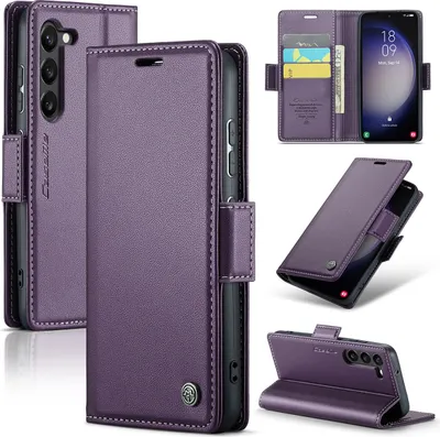 Image de Galaxy S23+ 5G Housse, Portefeuille en cuir Porte-cartes Housse de protection avec fonction stand pour Samsung Galaxy S23+ 5G Violet