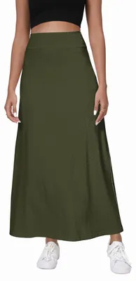 Imagen del producto de Solidchoice - Falda larga de talle alto - Corte en línea A - Cintura elástica - Tejido de felpa suave - Cómoda - Largo: 39 pulgadas