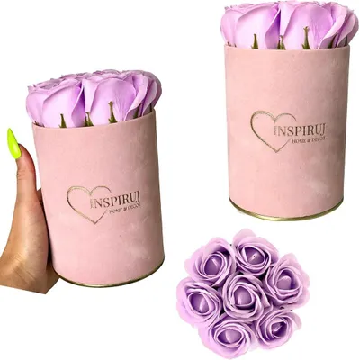 Image de Flowerbox Inspiruj - Boîte rose avec roses savonneuses - N° 6 Violet clair