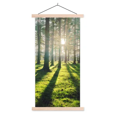 Produktbild von MuchoWow® Textilposter Bäume - Natur - Wald 60x120 cm mit holzfarbenen Rahmen - Holz