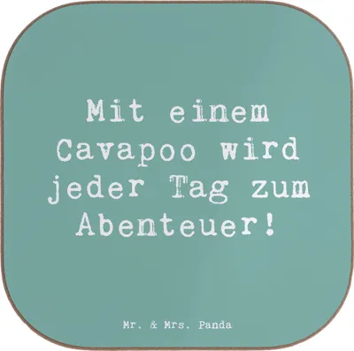 Produktbild von Mr. & Mrs. Panda Untersetzer für Gläser Spruch Cavapoo Abenteuer - Meeresbrise - Geschenk, Flaschenuntersetzer, Hunderasse, Coaster, Hunderassen Eigenschaften, Vielfalt
